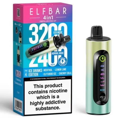 Elf Bar 4 in 1 prefilled pod kit  (3200 Puffs)  - Ice Drinks Edition