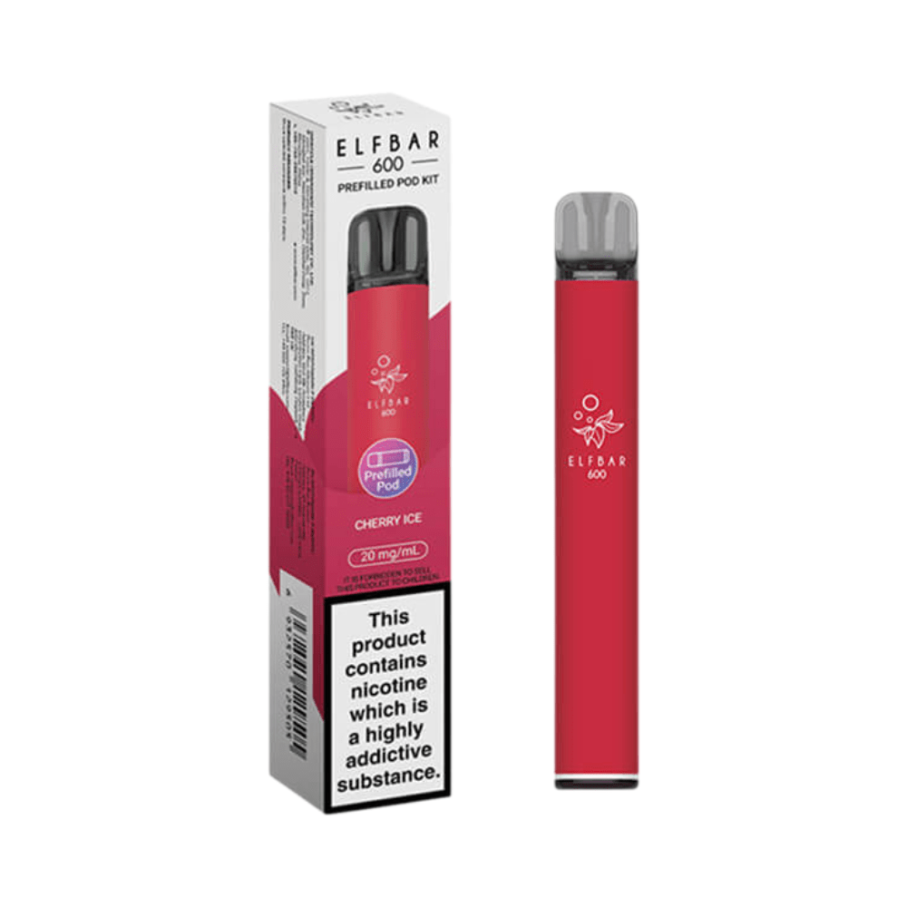 ELF Bar 600 Prefilled Disposable Vape Pod Device - Eliquid Base - Cherry Ice