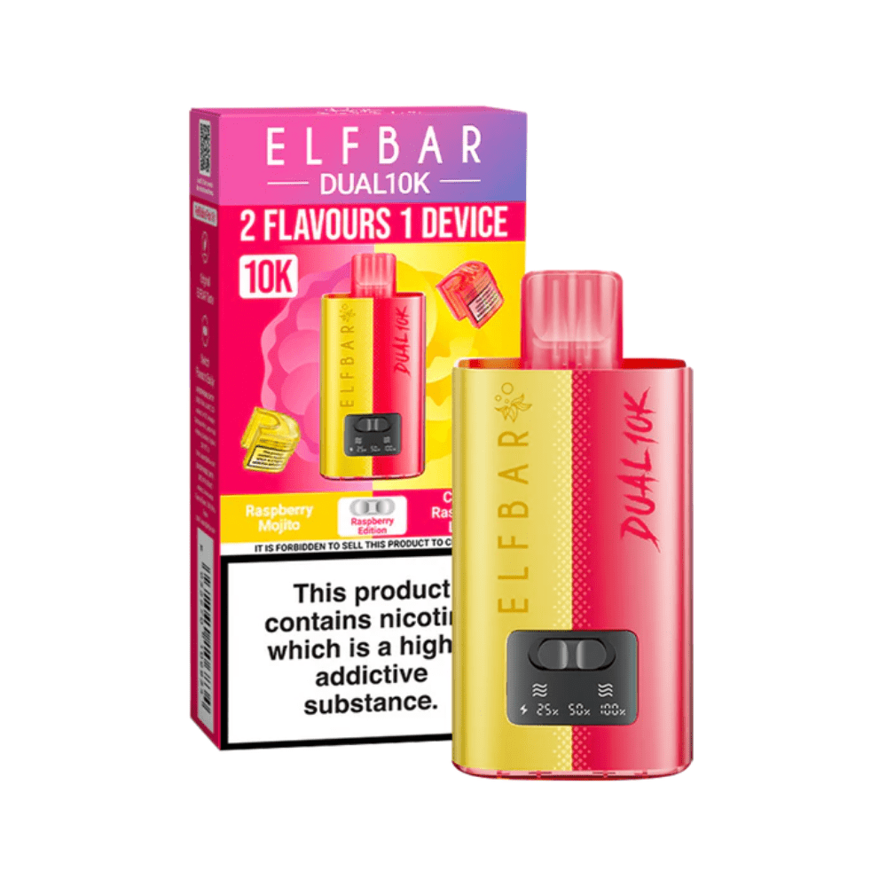 Elf Bar Dual 10K Prefilled Pod Vape Kit - Eliquid Base - Raspberry Edition