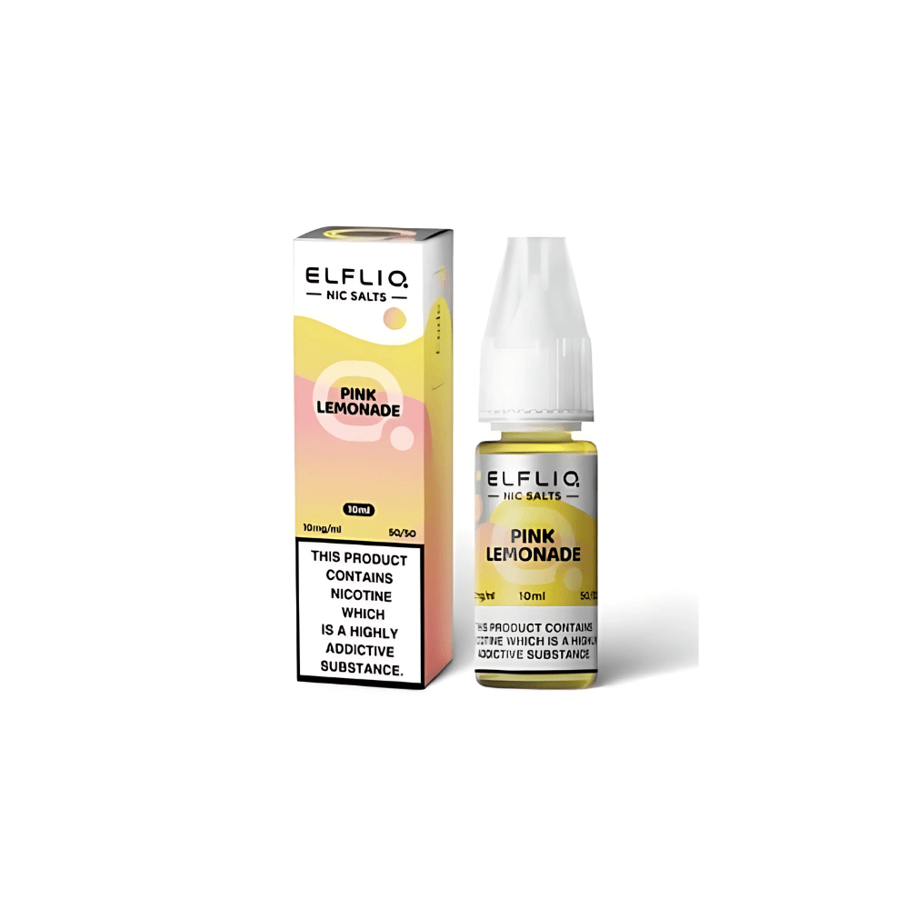 Elf Bar ElfLiq Pink Lemonade 10ml Nic Salt bottle – fruity lemon and berry flavour e-liquid for MTL vaping, available in 5mg, 10mg, or 20mg strength