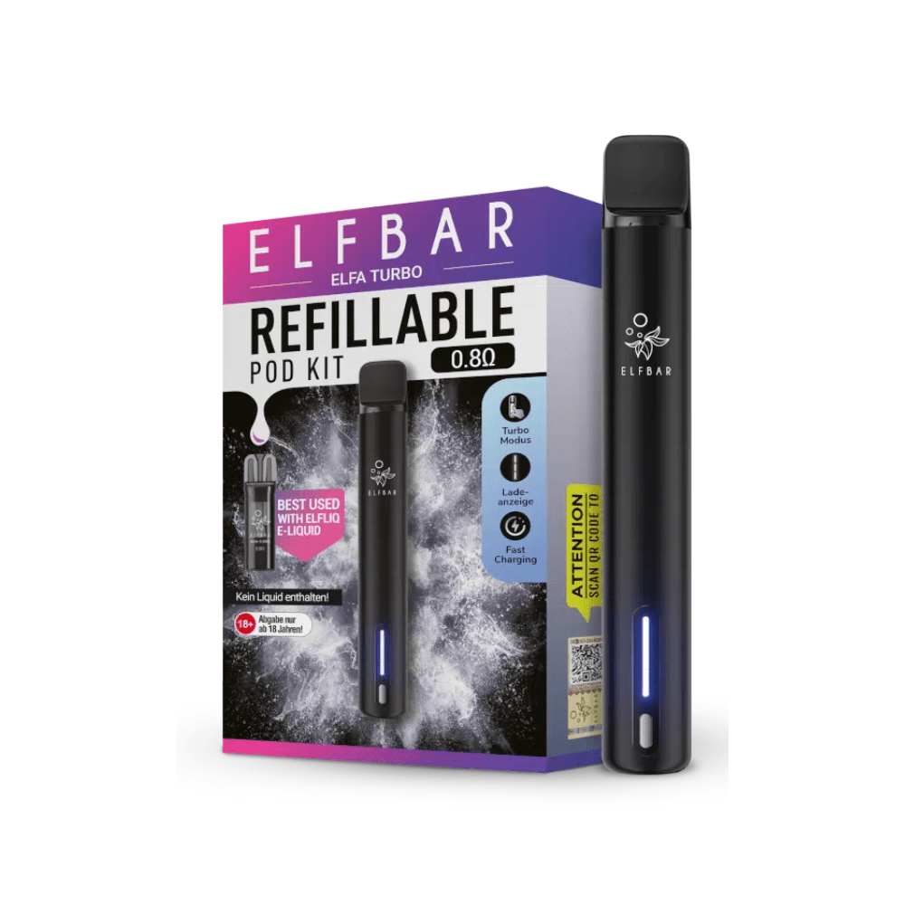 Elf Bar Elfa Turbo Pod Vape Kit - Eliquid Base - Black Knight