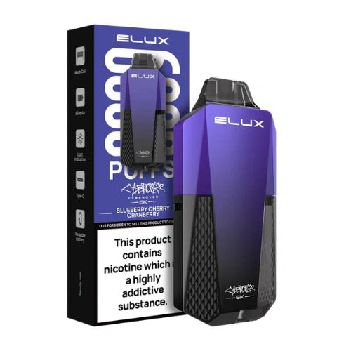 Elux Cyberover 6000 Puffs Disposable Vape Device,  Blueberry Cherry Cranberry