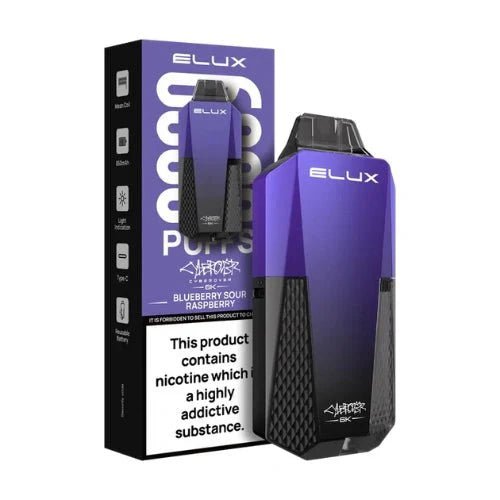 Elux Cyberover 6000 Puffs Pre - Filled Pod Kit I Box Of 10 - Eliquid Base - Blueberry Sour Raspberry
