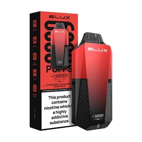 Elux Cyberover 6000 Puffs Pre - Filled Pod Kit I Box Of 10 - Eliquid Base - Strawberry Watermelon Bubblegum