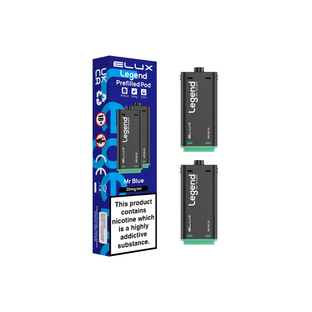 Elux Legend 1500 Prefilled Pods - Eliquid Base - Mr Blue