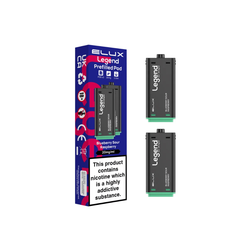 Elux Legend 1500 Prefilled Pods - Eliquid Base - Blueberry Sour Raspberry