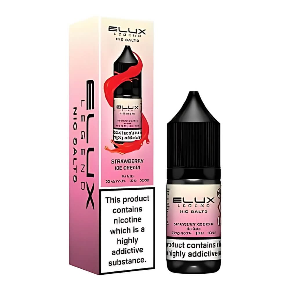 Elux Legend NIC Salt 10ml - Strawberry Ice Cream - Eliquid Base - Strawberry Ice Cream