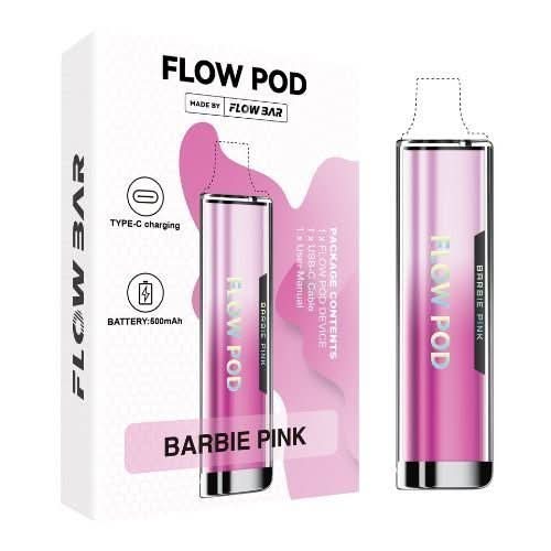 Flow bar Device Box Of 10 + Flow Pods Box Of 10 - Eliquid Base - Barbie Pink