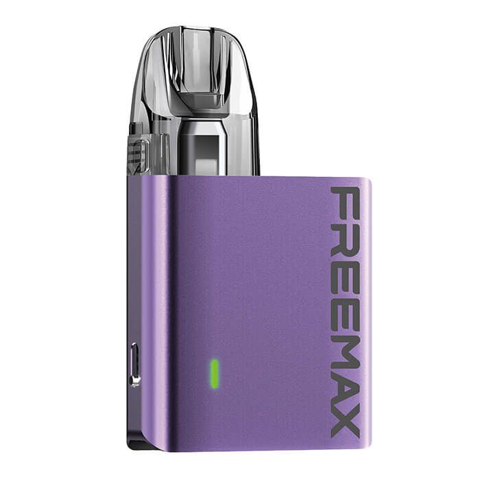 Purple Freemax vaping device on a white background