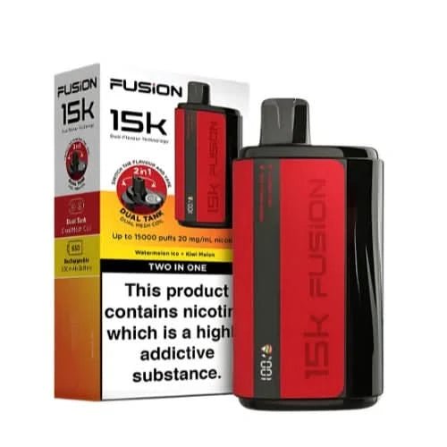 Fusion 15000 Puffs 2 In 1 Disposable Vape Device 20mg - Eliquid Base - Watermelon Ice / Kiwi Melon