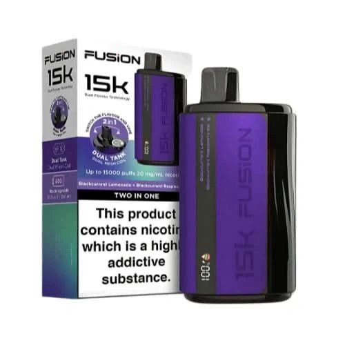 Fusion 15000 Puffs 2 In 1 Disposable Vape Device 20mg - Eliquid Base - Blackcurrant Lemonade / Blackcurrant Raspberry Ice