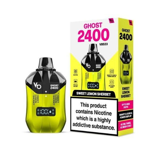 Ghost 2400 Puffs Disposable Vape Kit Pack Of 5 - Eliquid Base-Sweet Lemon Sherbet