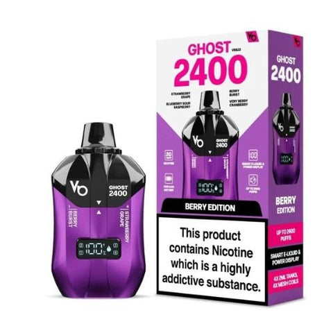 Ghost 2400 Puffs Disposable Vape Kit Pack Of 5 - Eliquid Base-Berry Edition