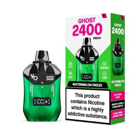 Ghost 2400 Puffs Disposable Vape Kit Pack Of 5 - Eliquid Base-Watermelon On Freeze