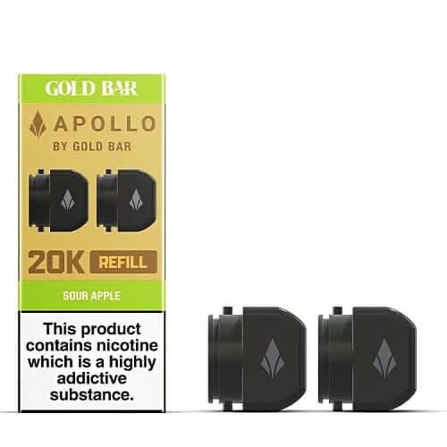 Gold Bar Apollo 20000 Replacement Pods - Eliquid Base - Sour Apple
