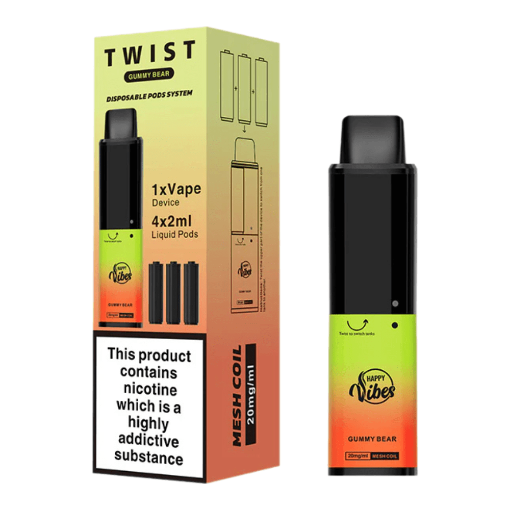 Happy Vibes Twist 2400 Disposable Vape Device - Eliquid Base - Gummy bear