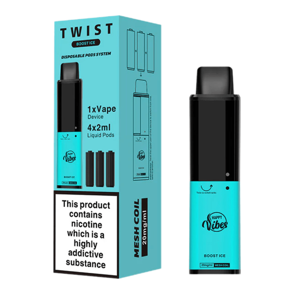 Happy Vibes Twist 2400 Disposable Vape Device - Eliquid Base - Boost Ice