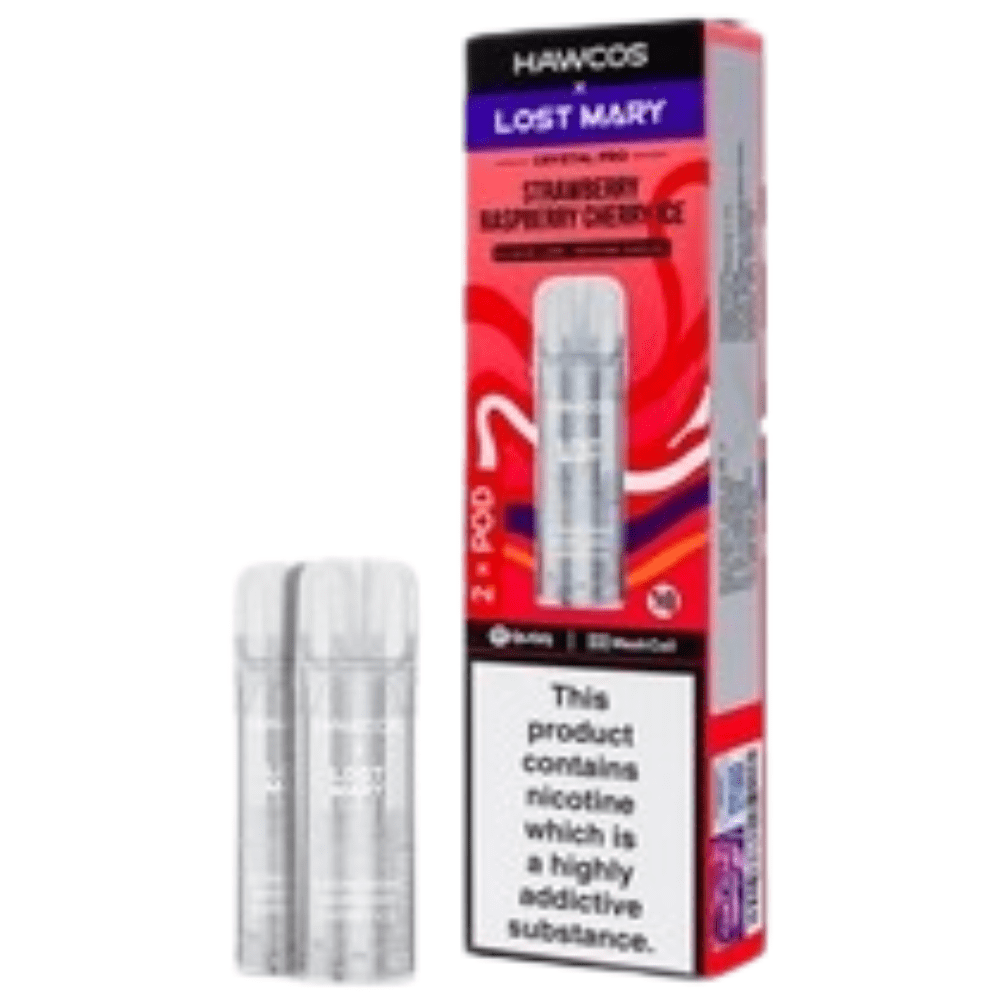 Hawcos x Lost Mary Crystal Pro Prefilled Pods - Eliquid Base - Strawberry Raspberry Cherry