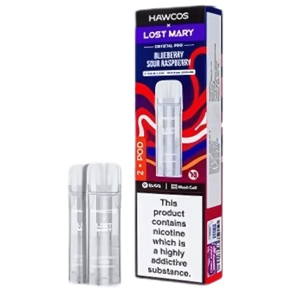 Hawcos x Lost Mary Crystal Pro Prefilled Pods - Eliquid Base - Blueberry Sour Raspberry