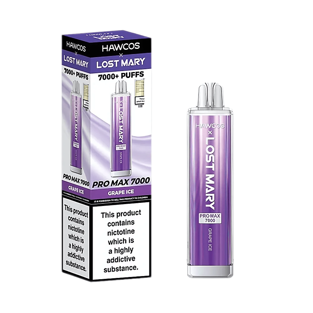 Hawcos x Lost Mary Pro Max 7000 disposable vape Device - Eliquid Base - Grape Ice
