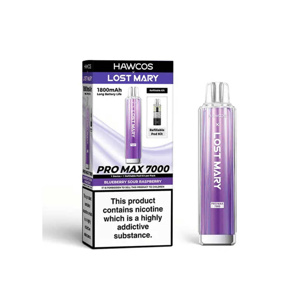 Hawcos x Lost Mary Pro Max 7000 Prefilled Pod Kit - Eliquid Base - Blueberry Sour Raspberry