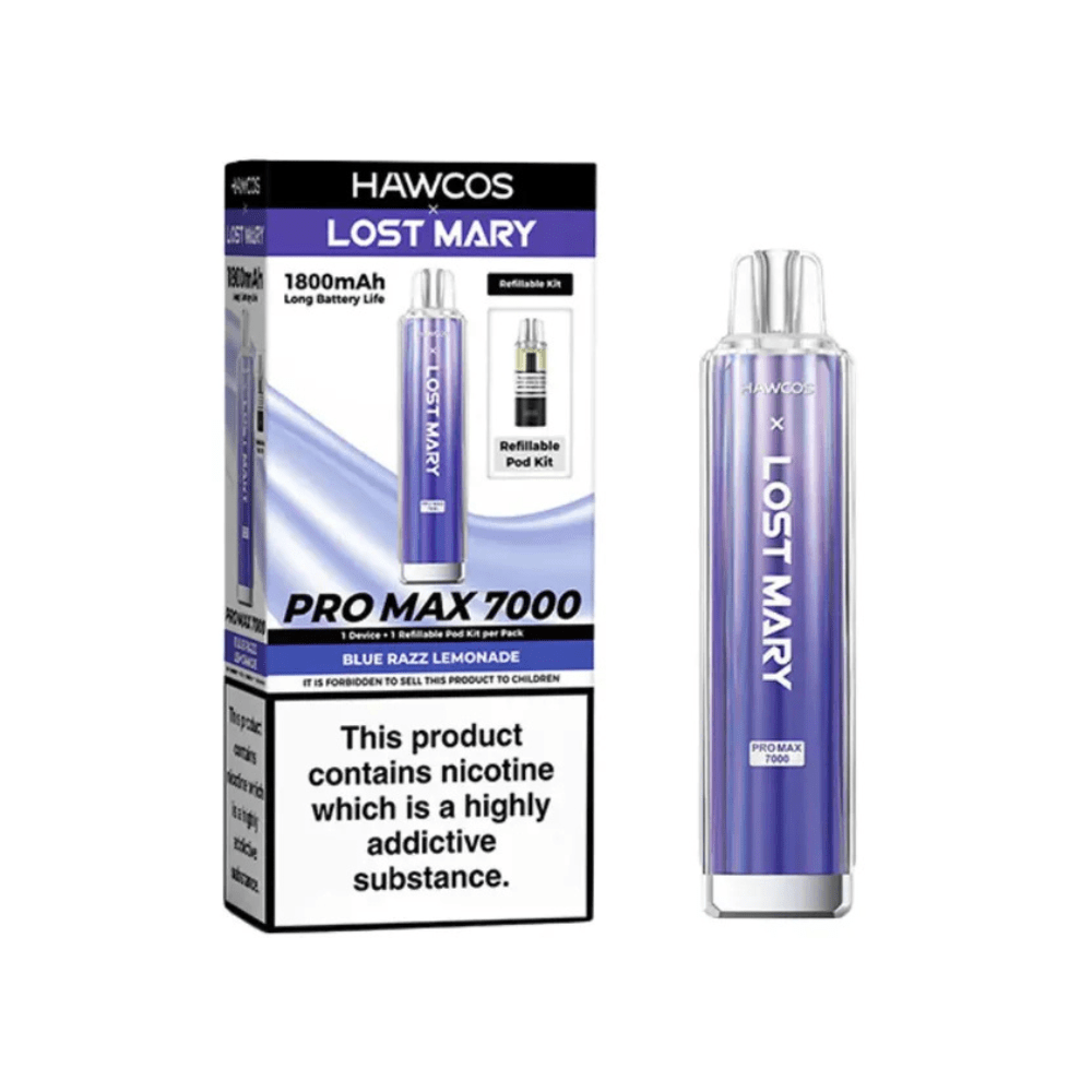 Hawcos x Lost Mary Pro Max 7000 Prefilled Pod Kit - Eliquid Base - Blue Razz Lemonade