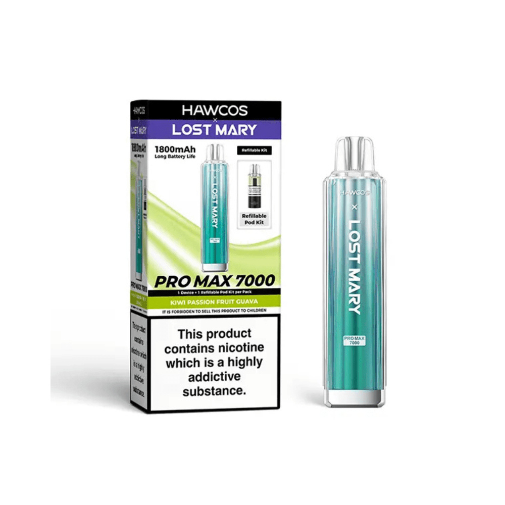 Hawcos x Lost Mary Pro Max 7000 Prefilled Pod Kit - Eliquid Base - Kiwi Passion Fruit Guava
