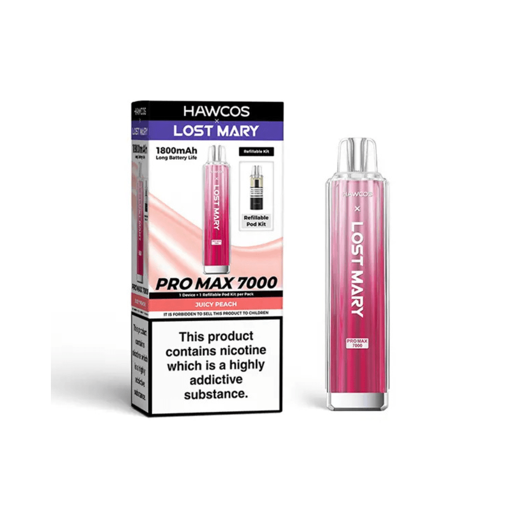 Hawcos x Lost Mary Pro Max 7000 Prefilled Pod Kit - Eliquid Base - Juicy Peach