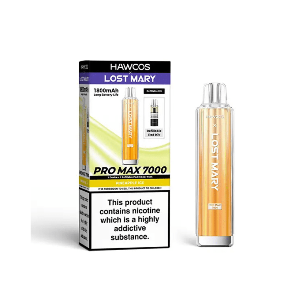 Hawcos x Lost Mary Pro Max 7000 Prefilled Pod Kit - Eliquid Base - Pineapple Ice