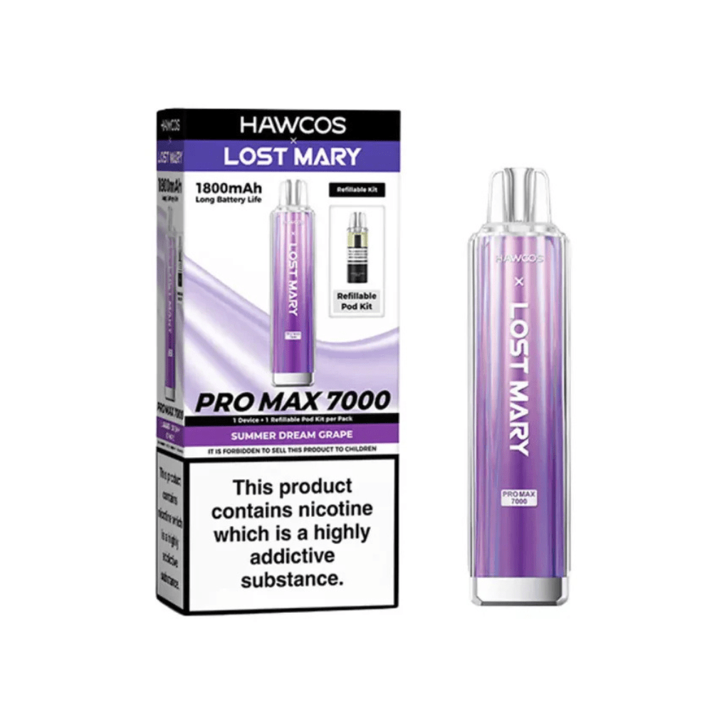 Hawcos x Lost Mary Pro Max 7000 Prefilled Pod Kit - Eliquid Base - Summer Dream Grape