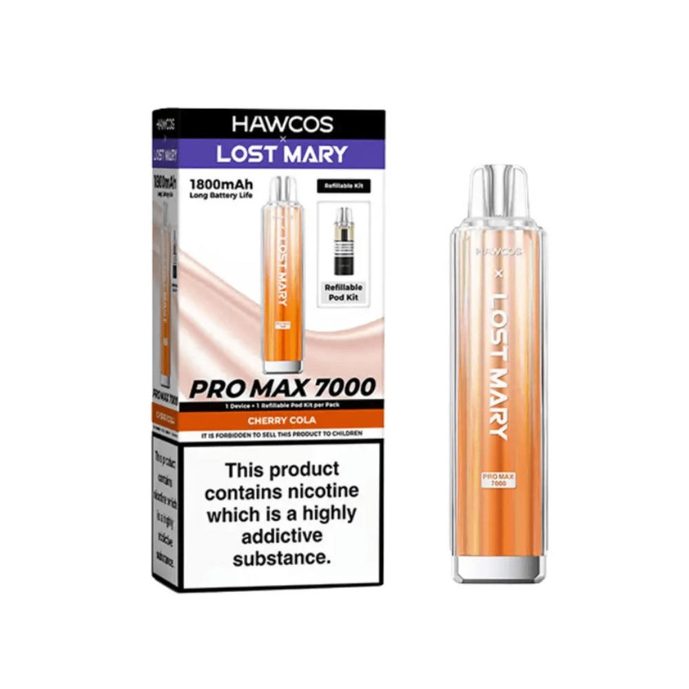 Hawcos x Lost Mary Pro Max 7000 Prefilled Pod Kit - Eliquid Base - Cherry Cola