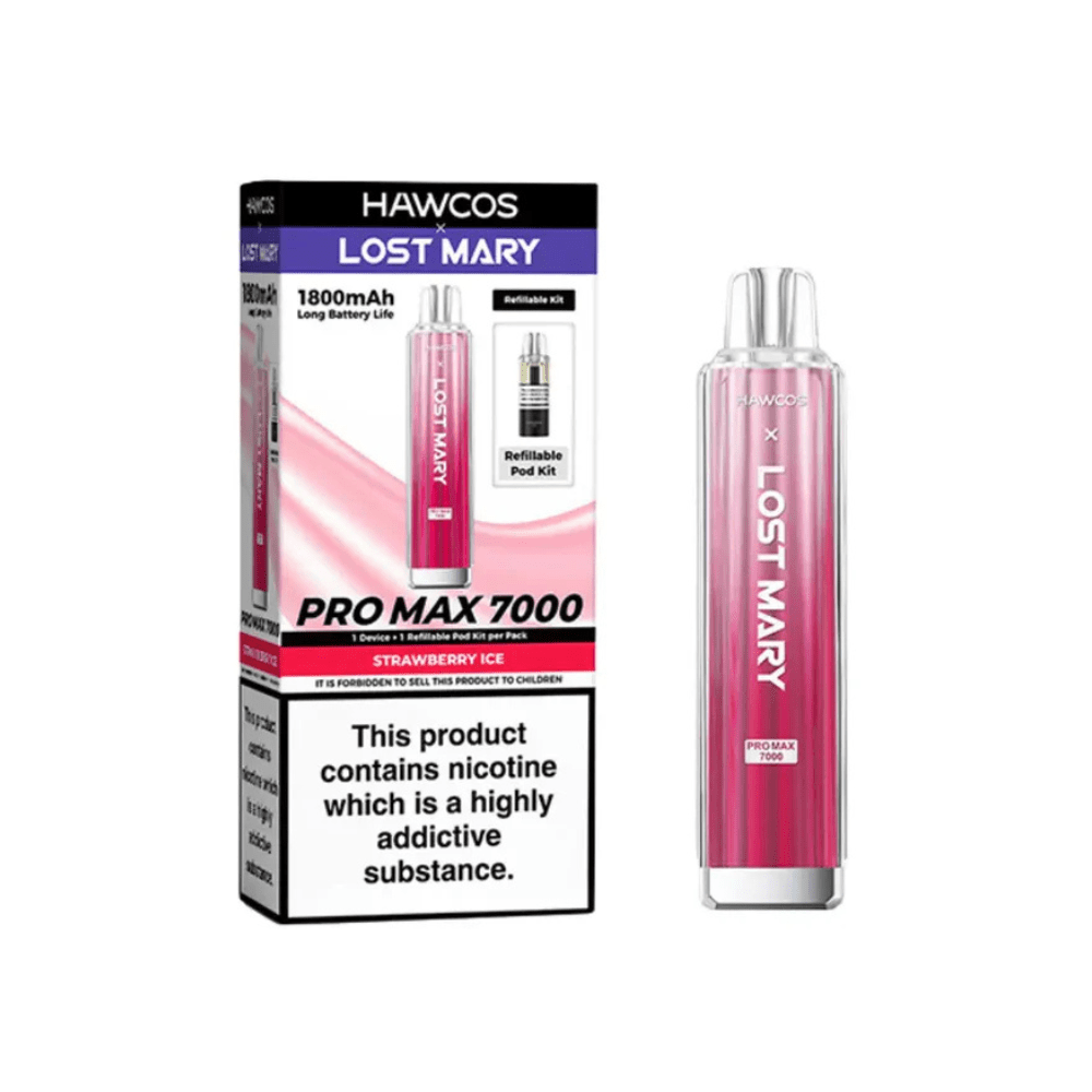 Hawcos x Lost Mary Pro Max 7000 Prefilled Pod Kit - Eliquid Base - Strawberry Ice