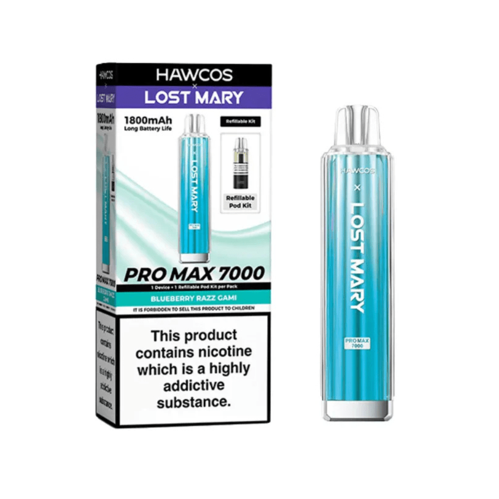 Hawcos x Lost Mary Pro Max 7000 Prefilled Pod Kit - Eliquid Base - Blueberry Razz Gami