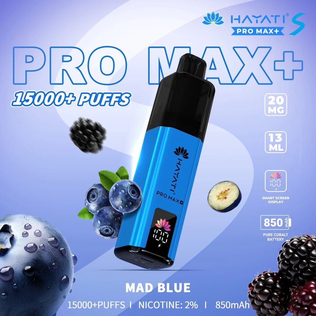 Hayati Pro Max+ S 15000 Puffs Prefilled Pod Kit - Eliquid Base - Mad Blue