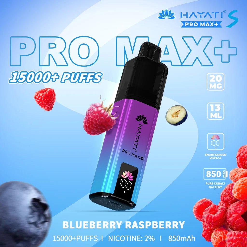 Hayati Pro Max+ S 15000 Puffs Prefilled Pod Kit - Eliquid Base - Blueberry Raspberry