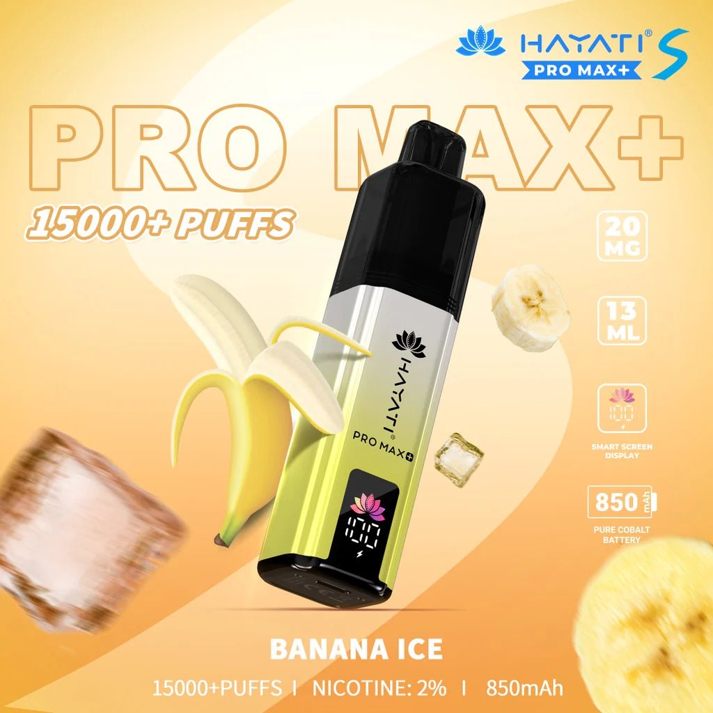 Hayati Pro Max+ S 15000 Puffs Prefilled Pod Kit - Eliquid Base - Banana Ice