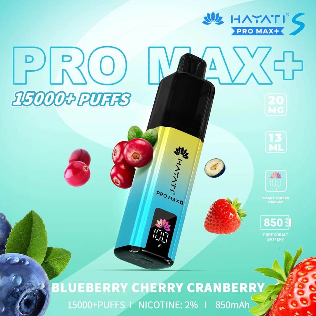 Hayati Pro Max+ S 15000 Puffs Prefilled Pod Kit - Eliquid Base - Blueberry Cherry Cranberry