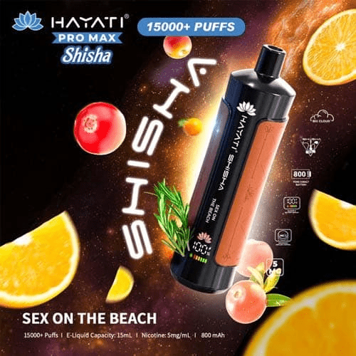 Hayati Pro Max Shisha 15k Disposable Vape Device - Eliquid Base - Sex On The Beach