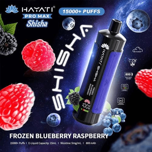 Hayati Pro Max Shisha 15k Disposable Vape Device - Eliquid Base - Frozen Blueberry Raspberry