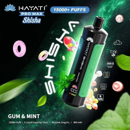 Hayati Pro Max Shisha 15k Disposable Vape Device - Eliquid Base - Gum & Mint