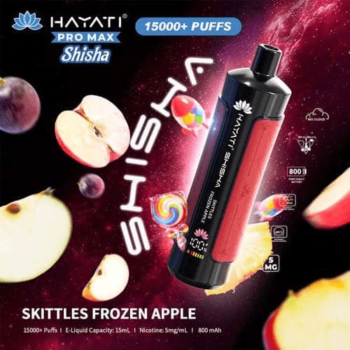 Hayati Pro Max Shisha 15k Disposable Vape Device - Eliquid Base - Skittles Frozen Apple