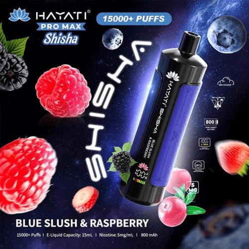 Hayati Pro Max Shisha 15k Disposable Vape Device - Eliquid Base - Blue Slush & Raspberry