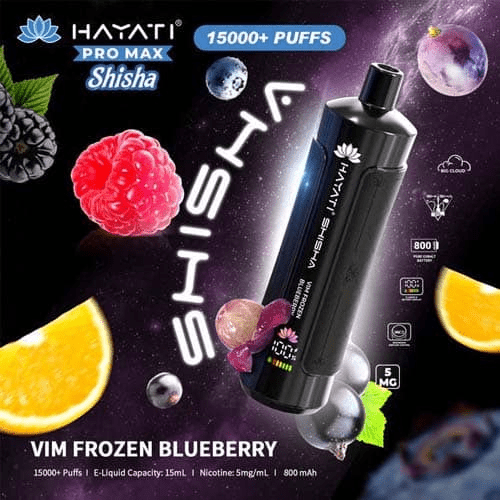 Hayati Pro Max Shisha 15k Disposable Vape Device - Eliquid Base - Vim Frozen Blueberry