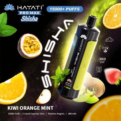 Hayati Pro Max Shisha 15k Disposable Vape Device - Eliquid Base - Kiwi Orange Mint