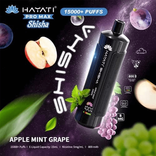 Hayati Pro Max Shisha 15k Disposable Vape Device - Eliquid Base - Apple Mint Grape