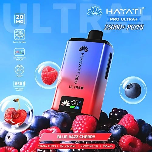Hayati Pro Ultra Plus 25000 Disposable Vape Device - 20MG - Pack Of 5 - Eliquid Base - Blue Razz Cherry