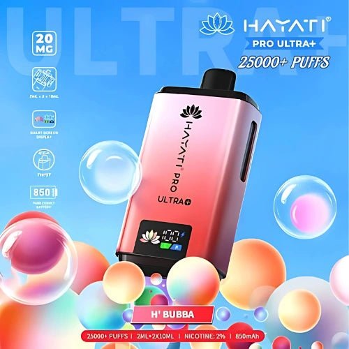 Hayati Pro Ultra Plus 25000 Disposable Vape Device - 20MG - Pack Of 5 - Eliquid Base - Hubba Bubba