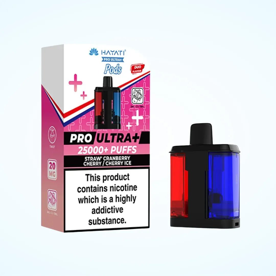 Hayati Pro Ultra Plus 25K Prefilled Pods - Eliquid Base - Straw Cranberry Cherry / Cherry Ice