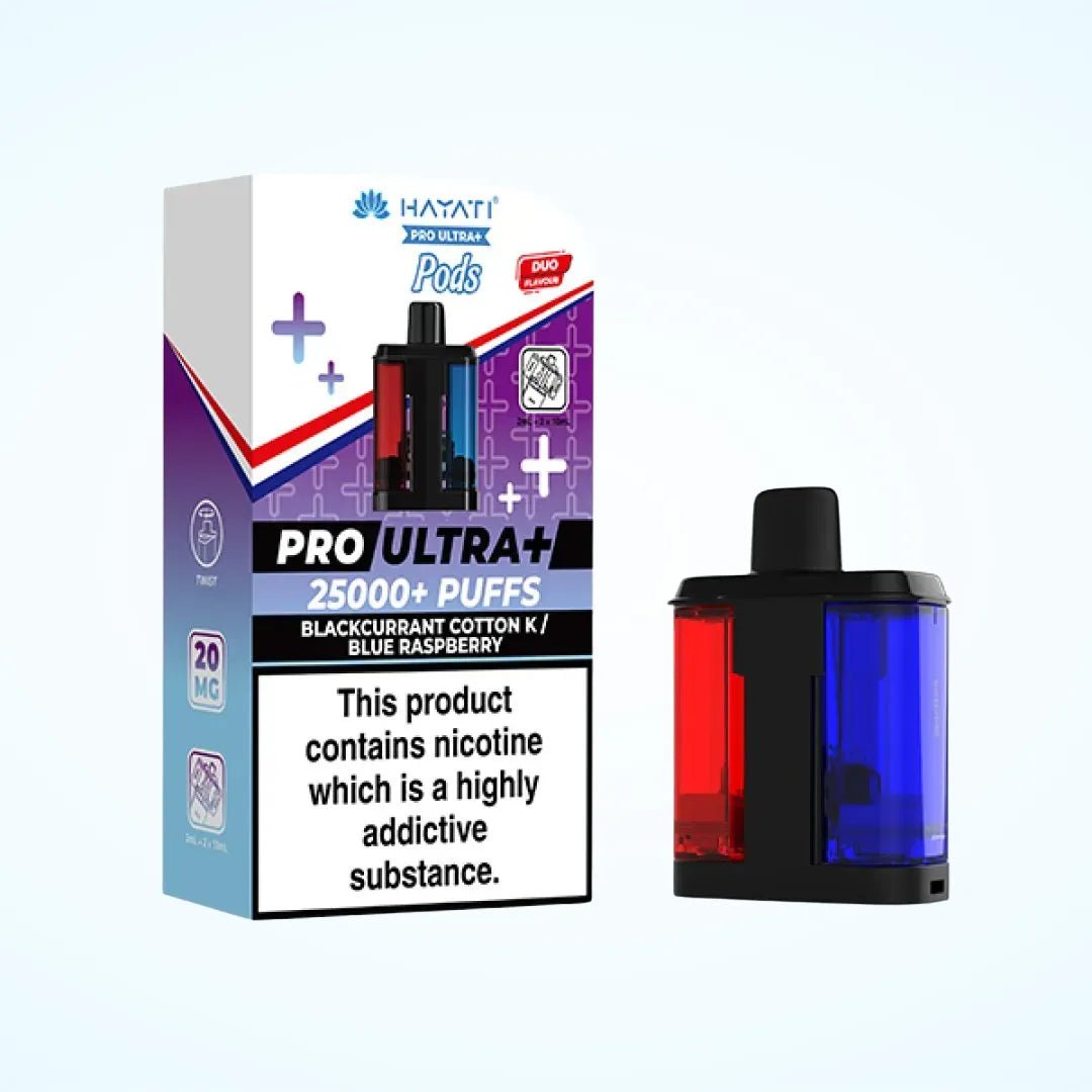 Hayati Pro Ultra Plus 25K Prefilled Pods - Eliquid Base - Blackcurrant Cotton K / Blue Raspberry