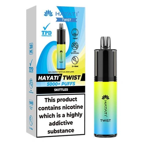 Hayati Twist 5000 Disposable Vape Device - 20mg - Eliquid Base - Skittles